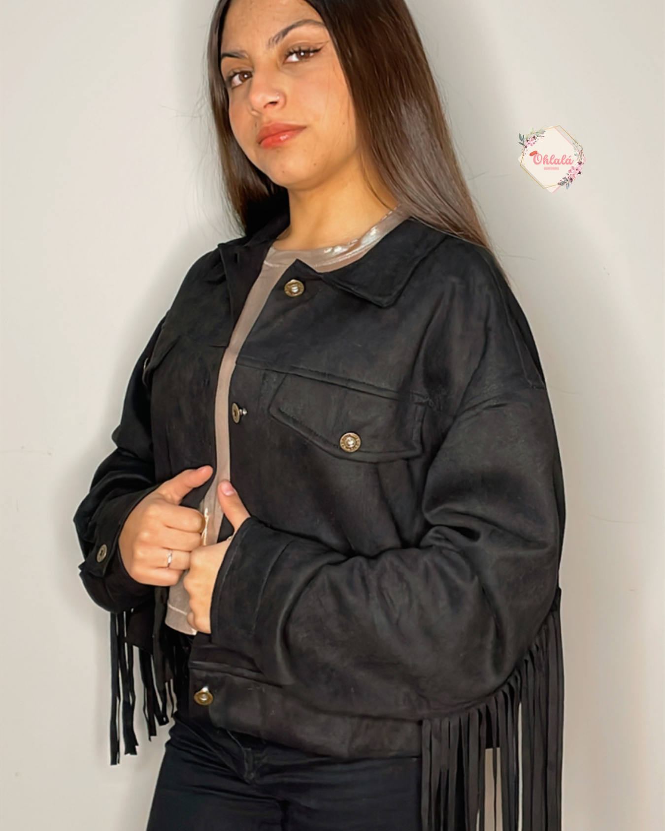 Cazadora con flecos